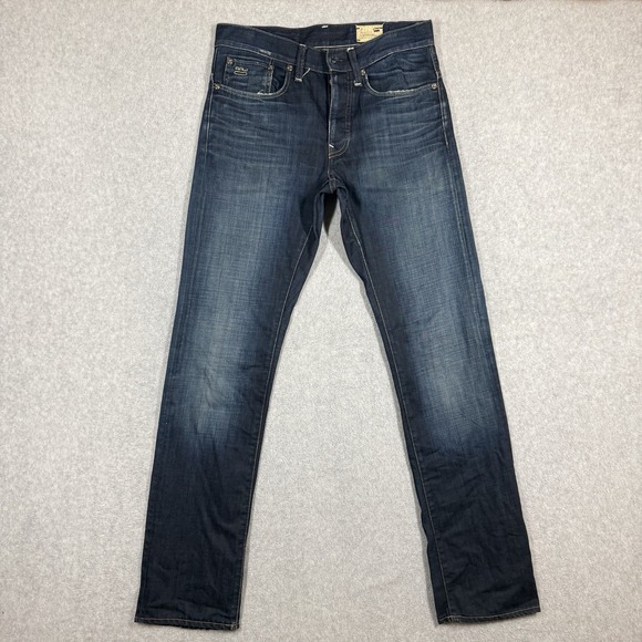 G-Star Other - G Star RAW Jeans Men 31x34 Blue 3301 Straight Leg Dark Wash Button Fly Denim